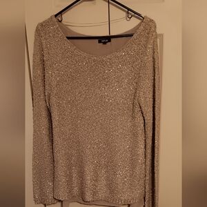 Sparkling gold polyester  lined  Evening sweater. Long sleeve. Machine washable.